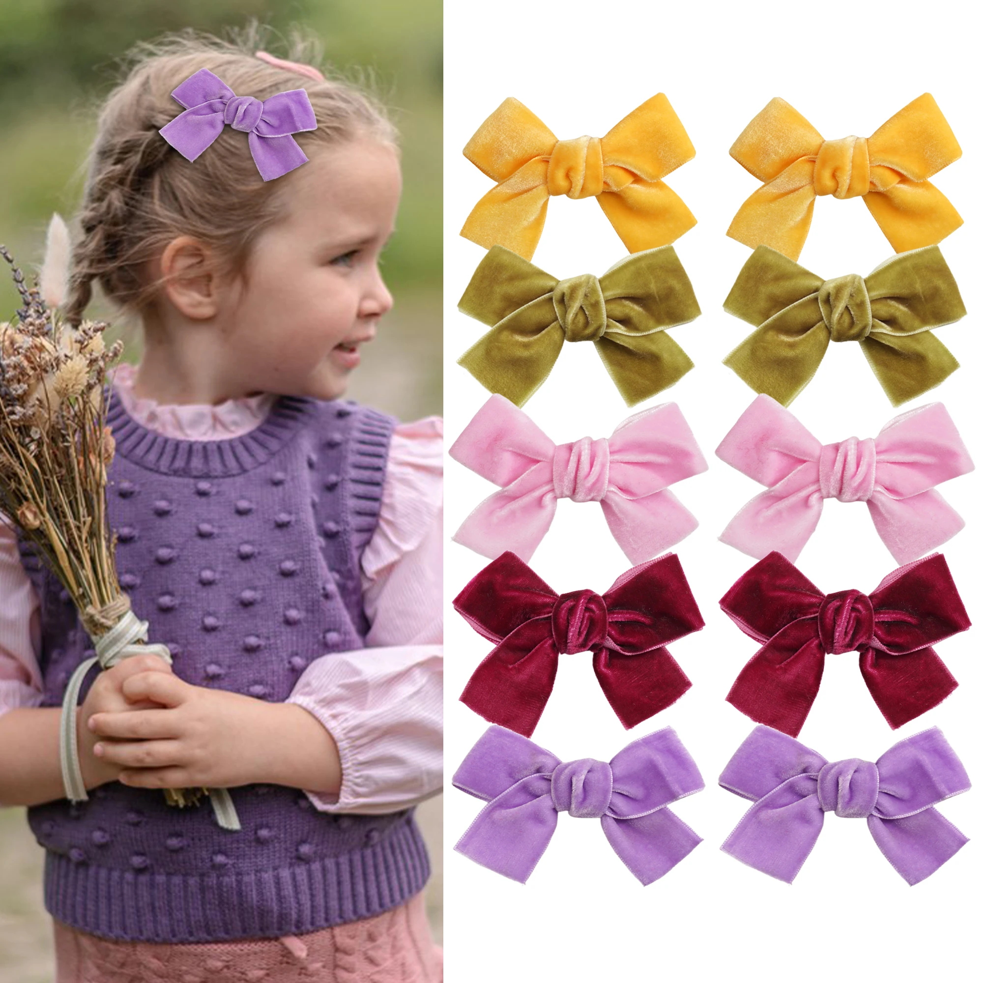 20/30PCS Velvet Hair Bows Clips Baby Girls 3 Inch Hair Bows Metal Hair Clips Barrettes Hair Accessories for Toddlers Girls