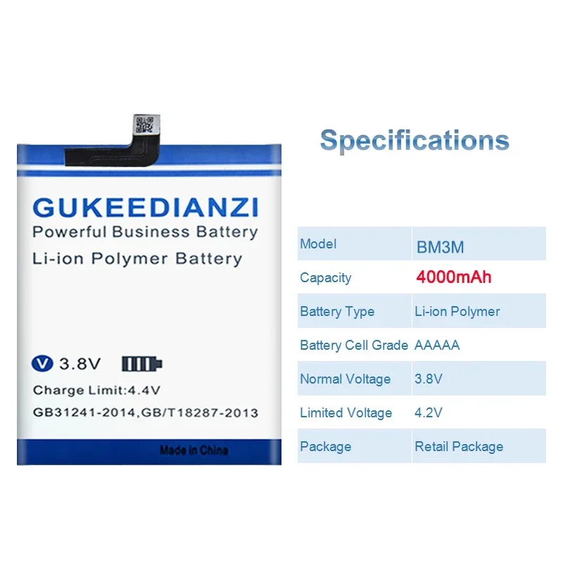 GUKEEDIANZI Batería BM3M 4000mAh para Xiaomi 9 SE, para Mi9 SE, para Mi 9SE, Batería de Gran Potencia