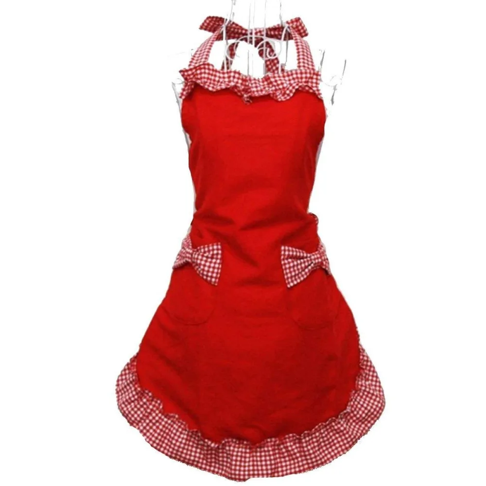 

Sweet Flirty Vintage Bow Lace Apron with Pockets Adjustable Florist Apron Stain Resistant Wear-resistant Cooking Apron BBQ