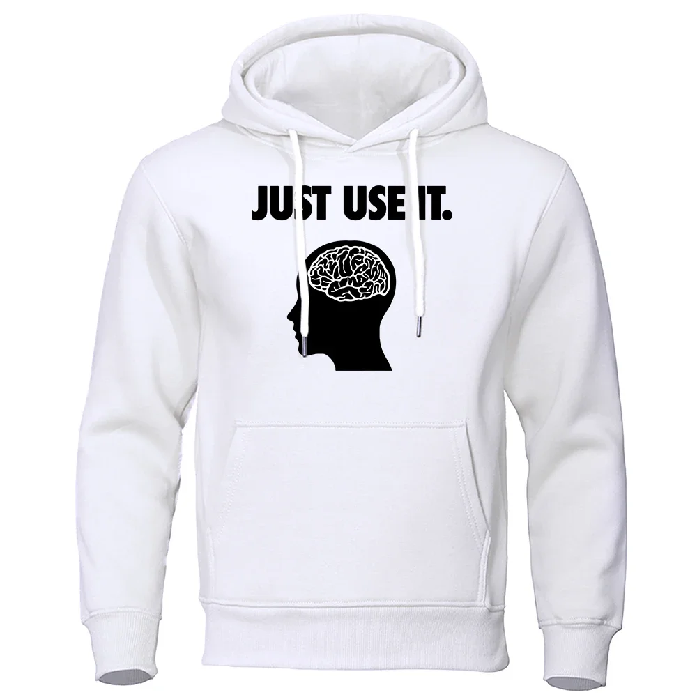 Juse Use It - سترة بغطاء للرأس على شكل دماغك للرجال عتيقة كبيرة الحجم للخريف سترة فضفاضة غير رسمية بسيطة وناعمة ودافئة بدلة رياضية نسائية