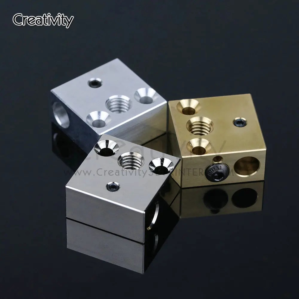 CR 10 Plated Copper Heat Block Brass Heated Block For CR10 Ender 3 Hotend MK8 Nozzle Extruder CR-10S Heater Block J-head Hotend