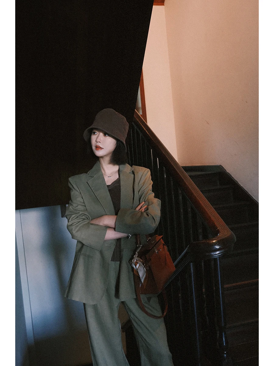 

Костюм HANSCO Sli из льна: брюки прямого кроя с высокой талией и жилет, дышащий, быстросохнущий, простой дизайн, женская мода, осенне-весенняя одежда