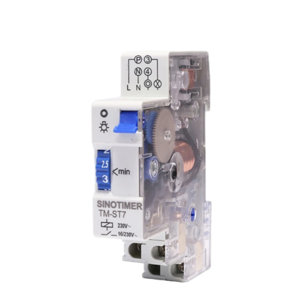TM-ST7 7-minute Interval Corridor Timer Quartz Mechanical Time Control Switch Din Rail Staircase Timer 16A Timer Switch