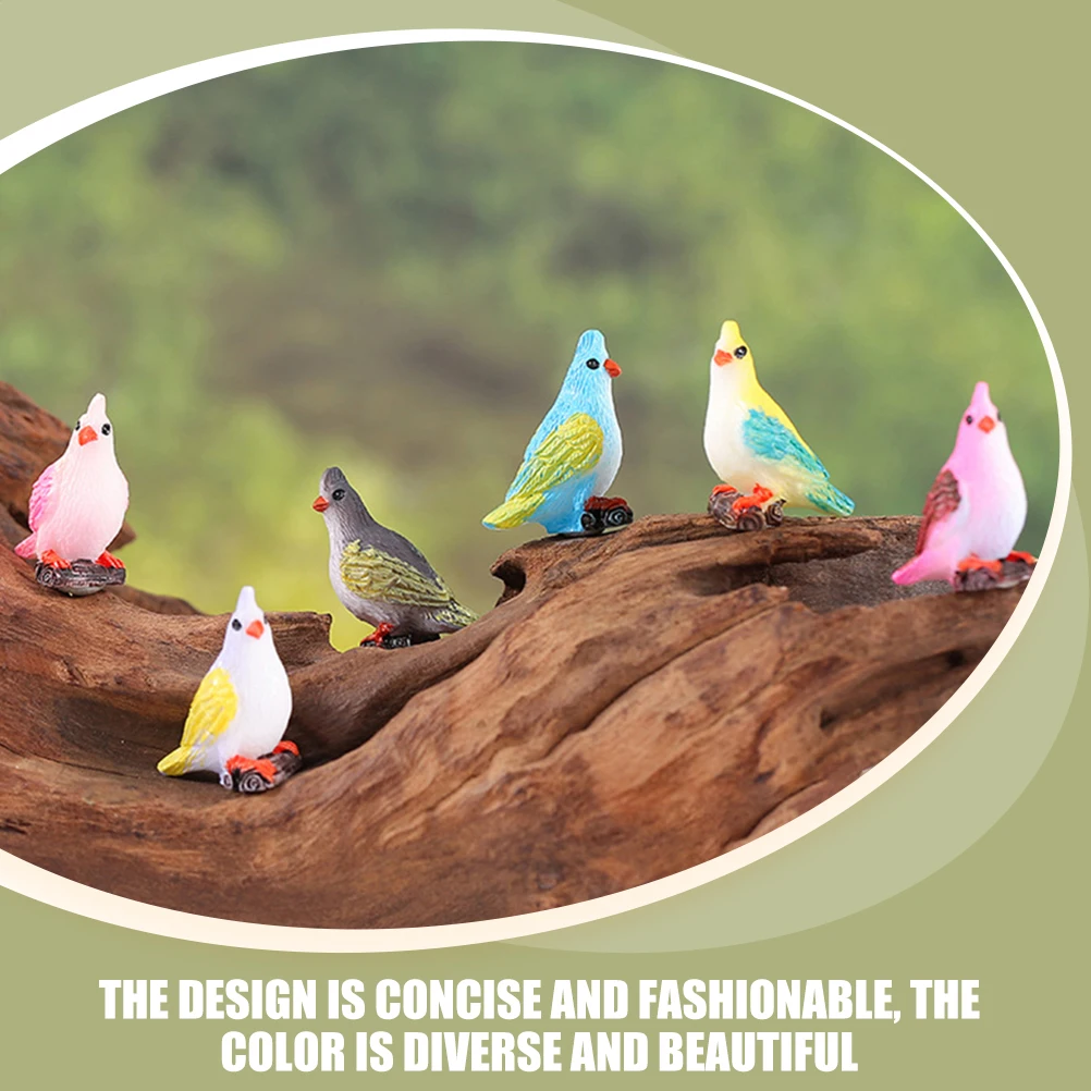 

10Pcs Mini Parrot Statue Set Resin Birds for Landscaping Yard Lawn Desktop Tabletop Decorative Bird Ornaments Supplies