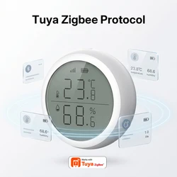 Works with Tuya Zigbee Smart Temperature and Humidity LED Display Sensor for Smart Life APP Works with Zigbee Gateway Hub
