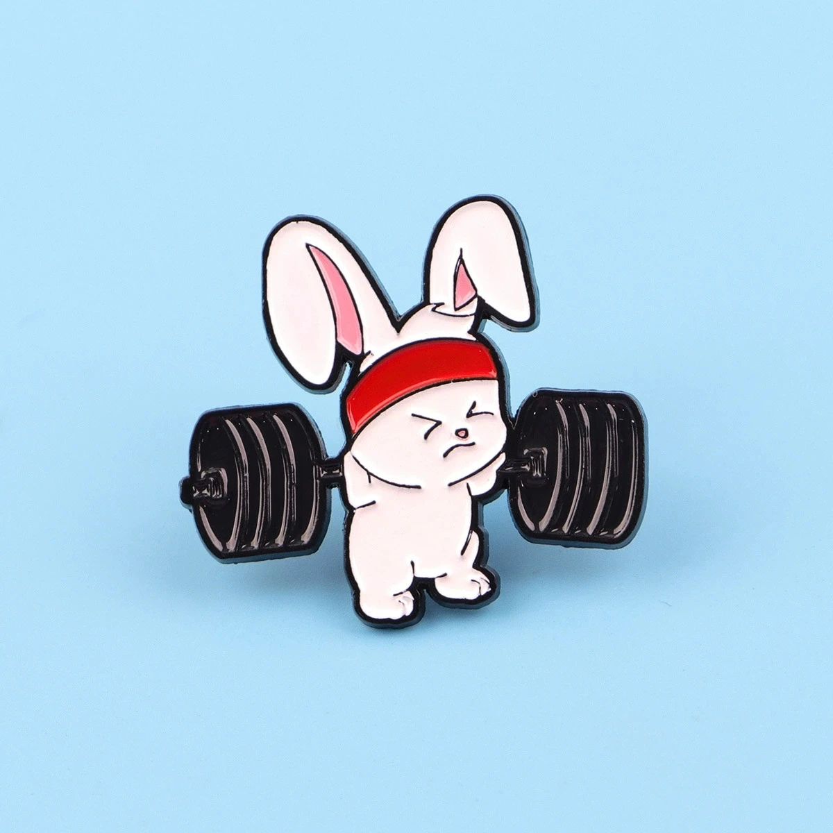 Cute Rabbit Enamel Pin Fitness Brooch Pines Lapel Pins Badge on Backpack Clothing Accessories Animal Jewelry Friends Gifts - view 4