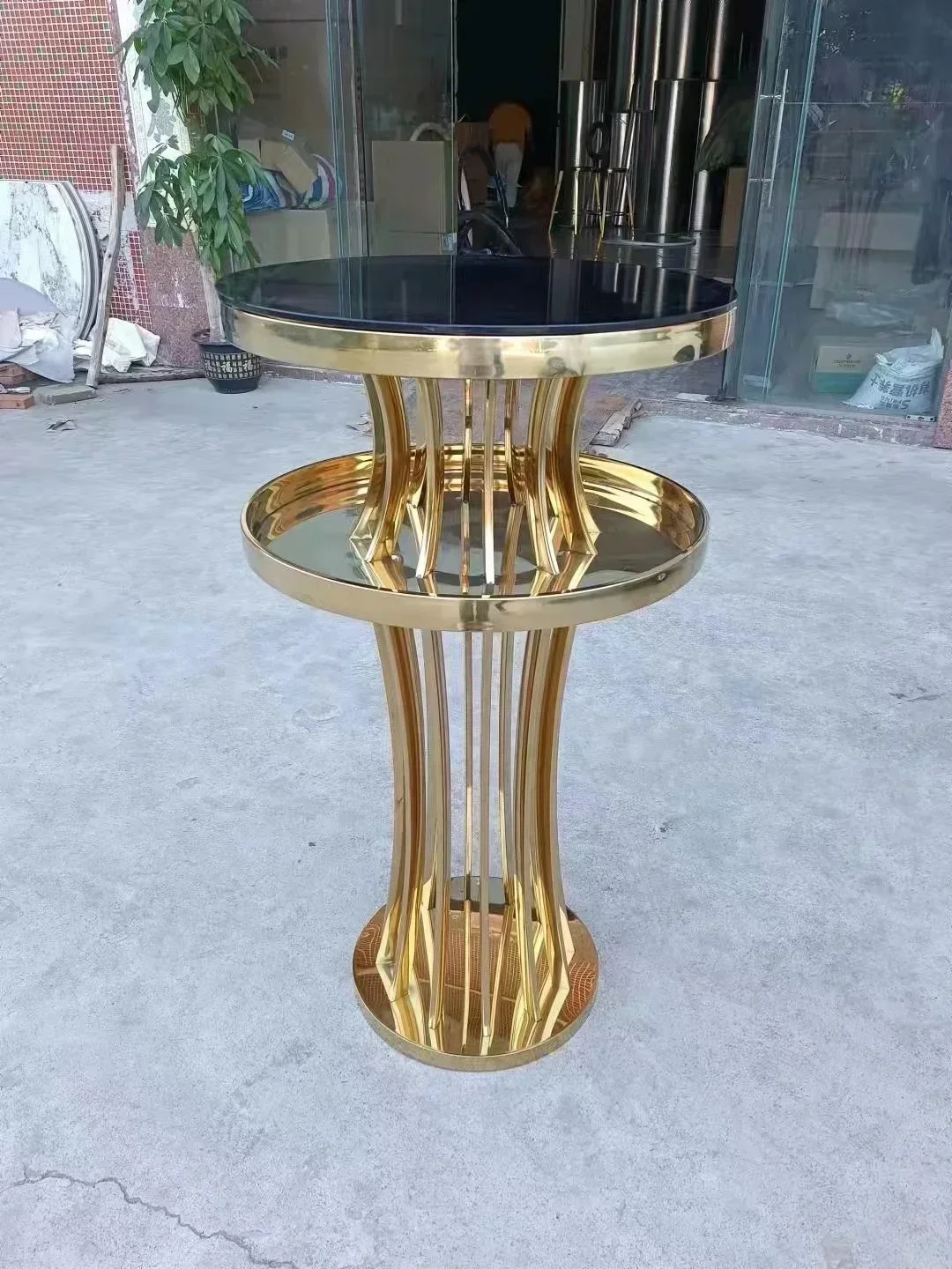 Stainless Steel Gold Wedding Cocktail Bar Table Hot Sales