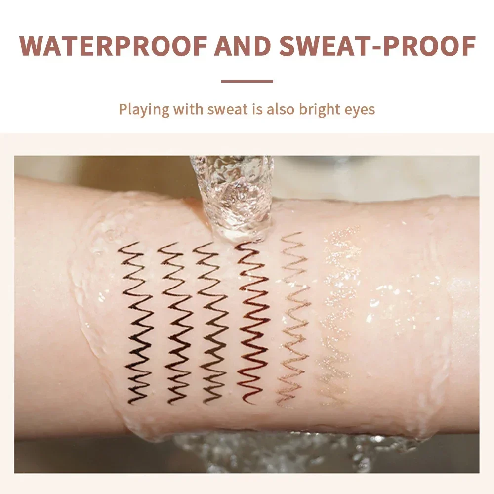 ดินสออายไลน์เนอร์เคลือบ7สีกันน้ำติดเพชรสีทองแชมเปญช่วยเพิ่มความสว่างให้กับตัวหนอนไหมแต่งหน้าอายไลเนอร์แบบเน้นข้อความ