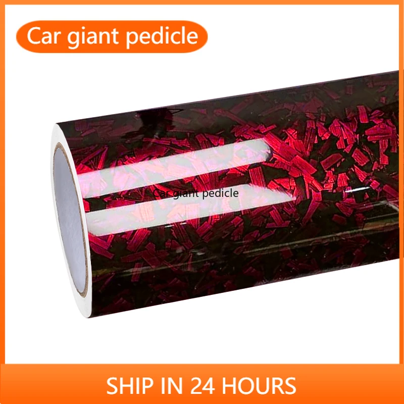 Highest qualityGloss Carbon Fiber Forging Red vinyl Wrap Film Car Wrap Film Non degumming Non fading quality Warranty 1.52M*17M
