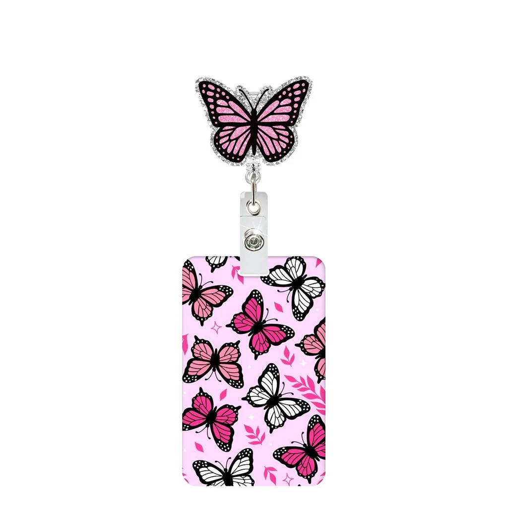 Butterfly Badge Reel Convenient Id Card Holder Crocodile Clip Id Holder  Retractable Id Card Holder For Office Work Bus