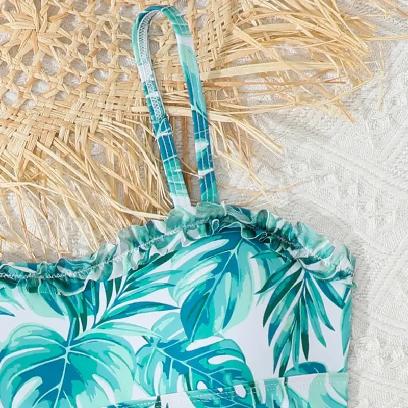 

8-12 Years Children Girls Swimwear Two-Piece Suite Fashion Breathable Causal Beach Swiming Clothes