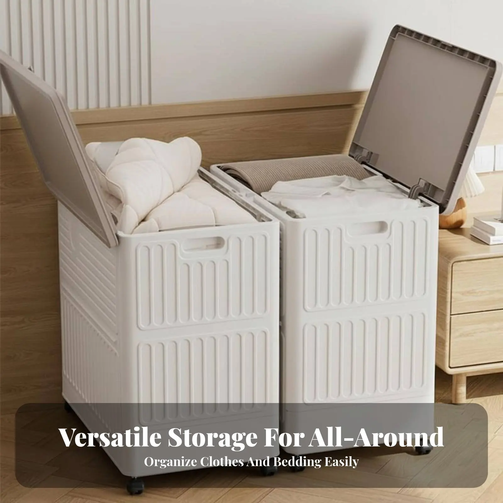 

Складной контейнер для хранения с откидной крышкой, устойчивый к загрязнениям, на колесиках, для организации дома