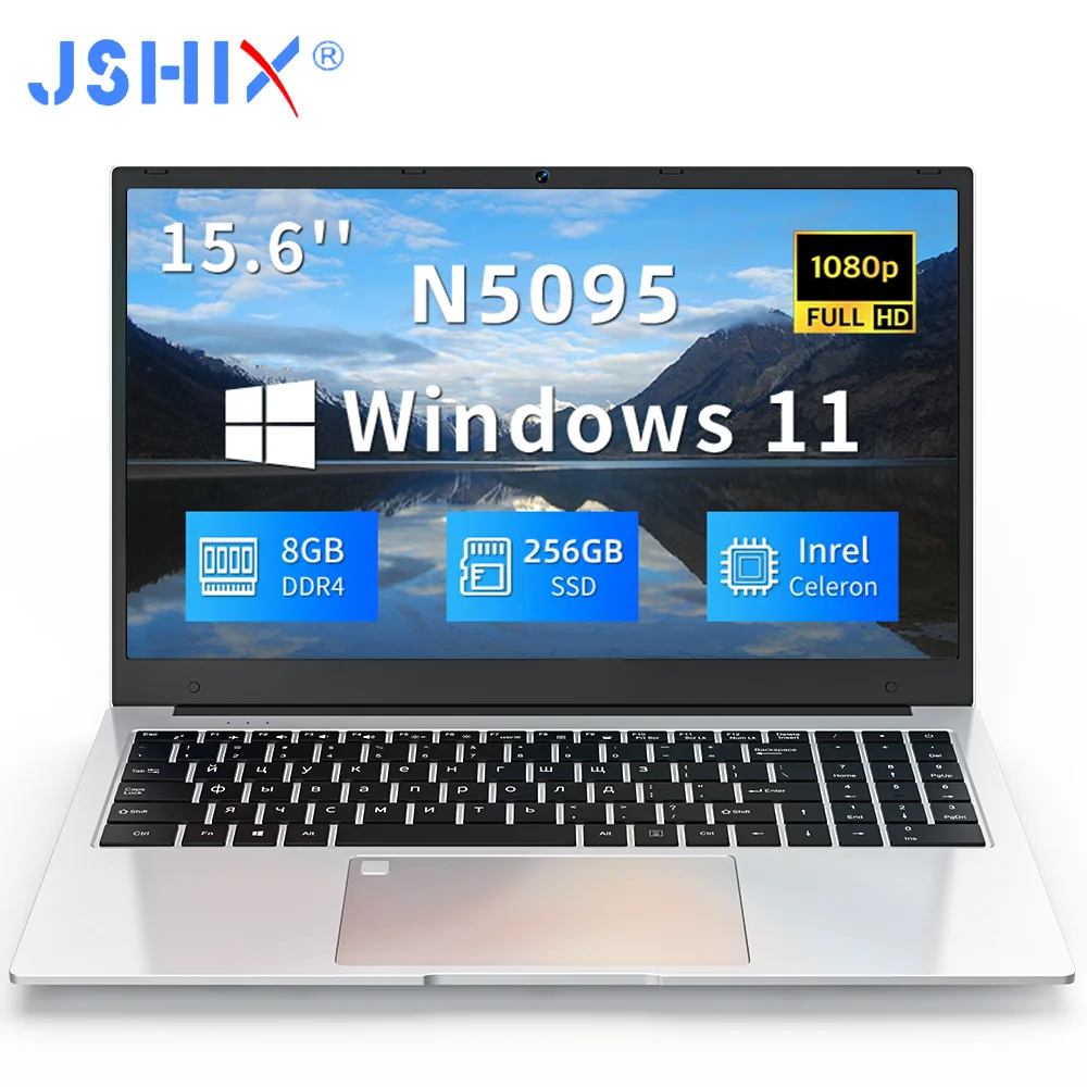 15.6 Inch Intel Celeron N5095 Women Ultraslim Laptop 8GB RAM 256GB 512GB SSD Win11 One Key Fingerprint Unlock Portable Laptops