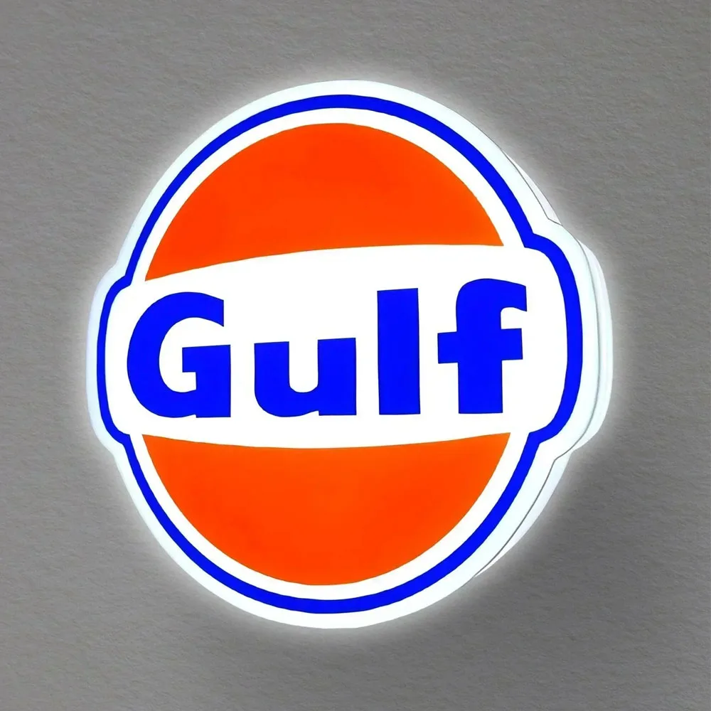 Custom 3D Printed LED Lightbox Gulf Logo Lightbox LED Sign  Kids Nightlight Desktop Decor Light Illuminated Gaming Sign