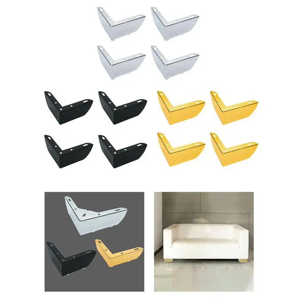 4 PCS Simple L-Shaped 2-In-1 Furniture Leg Carbon Steel Three-pronged Feet Triangle Sofa Legs DIY Furniture Hardware Legs