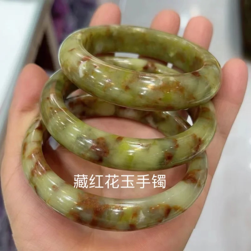 

Saffron Jade Bracelet for Blood Circulation and Metabolism Improvement, Factory Direct Sale, Available in All Sizes