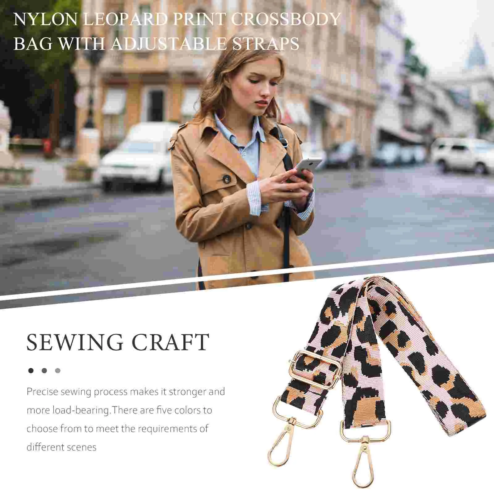 Leopard Print Adjustable Shoulder Straps DIY Bag Replacement Tote Tape Belts Sling Nylon Wide Women's