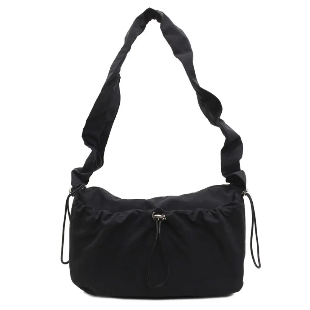 

Sweet Korean Style Nylon Shoulder Bag Handbag Pleated Oxford Cloth Crossbody Bag Solid Color Tote Bag Drawstring Bag Outdoor