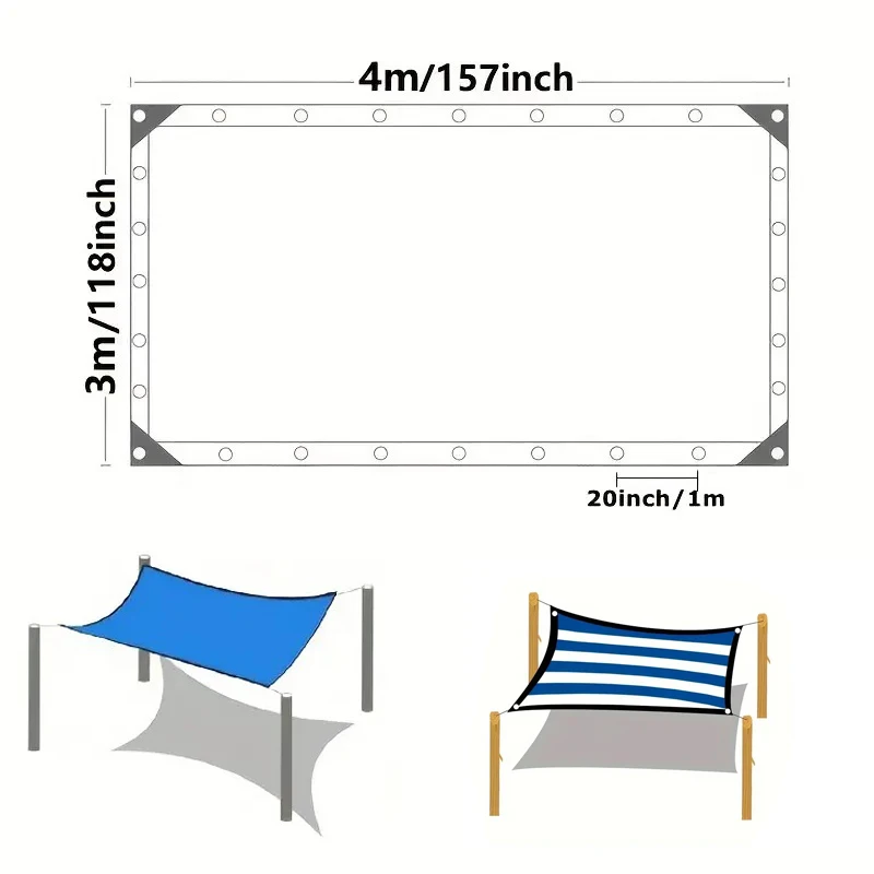 Rectangle Swimming Pool Awning Cover Outdoor Canopy Balcony Privacy Black Shade Cloth Green Plant Heat Insulation Sunscreen Net