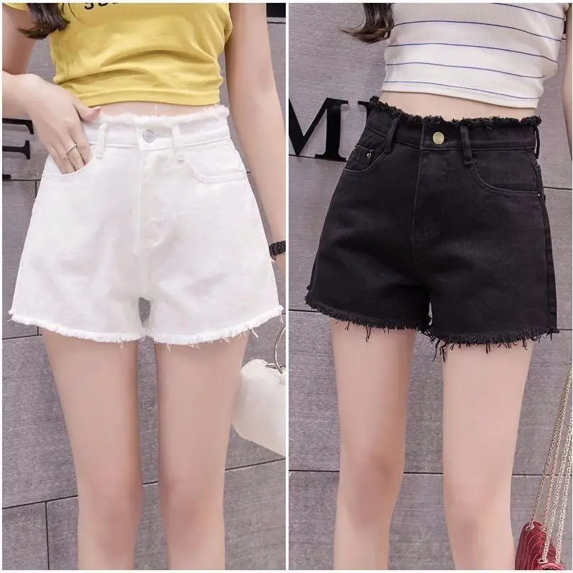 

High Waist Loose Fit Denim Shorts Women's Summer 2020 New Style Korean Version Slimming Versatile A-Line Hot Pants