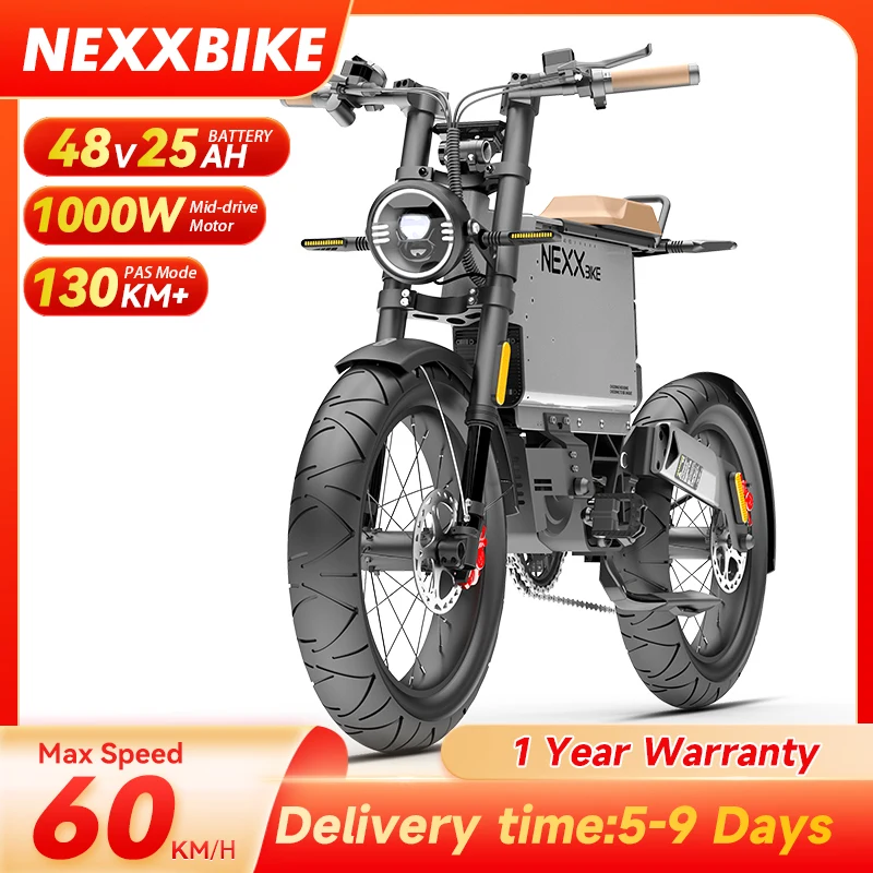 

Nexxbike X5 plus MTB Electric Bike 1000W Mid-drive Motor 48V 25Ah Battery 20"*4.0" Fat Tire Mountain E Bike Electric Bicycle