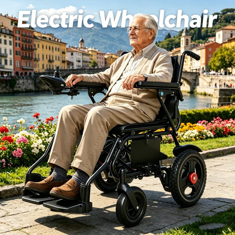 Sedia a Rotelle Elettrica Pieghevole, Compatta con Batteria a Lunga Autonomia per Anziani, Viaggi, Stoccaggio e Uso Quotidiano