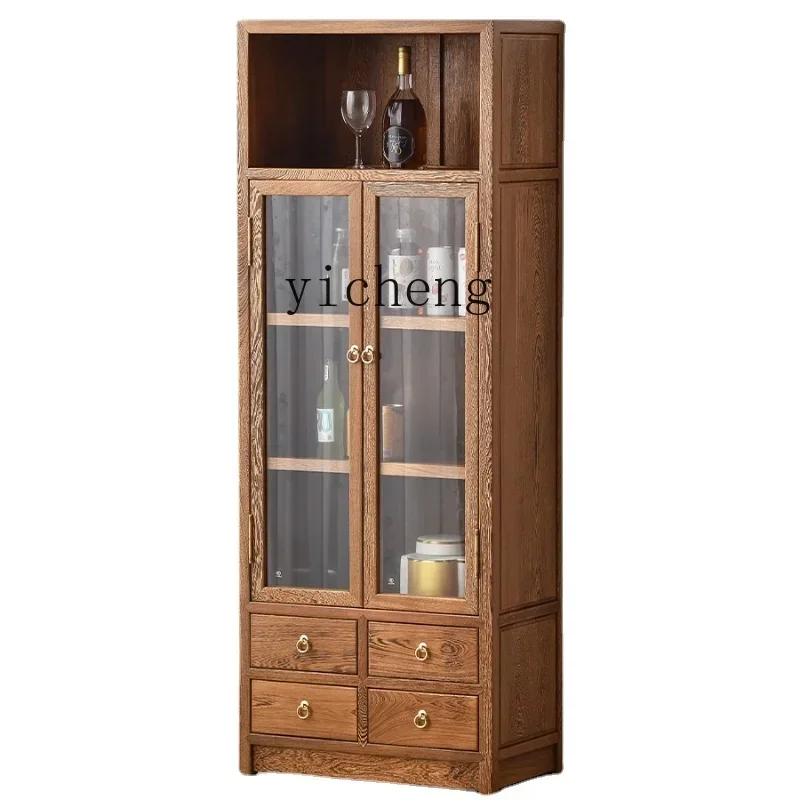 Bookcase Full Solid Wood New Chinese Style Cabinet With Glass Door Rosewood Chinese Style Floor BookcaseD17