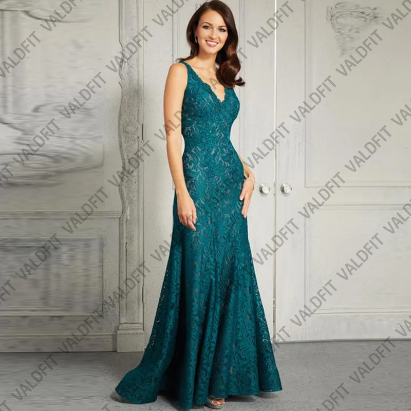 

Customized Long Green Lace Mother of the Bride Dresses Wedding Guest Dress Robes Invitee Mariage