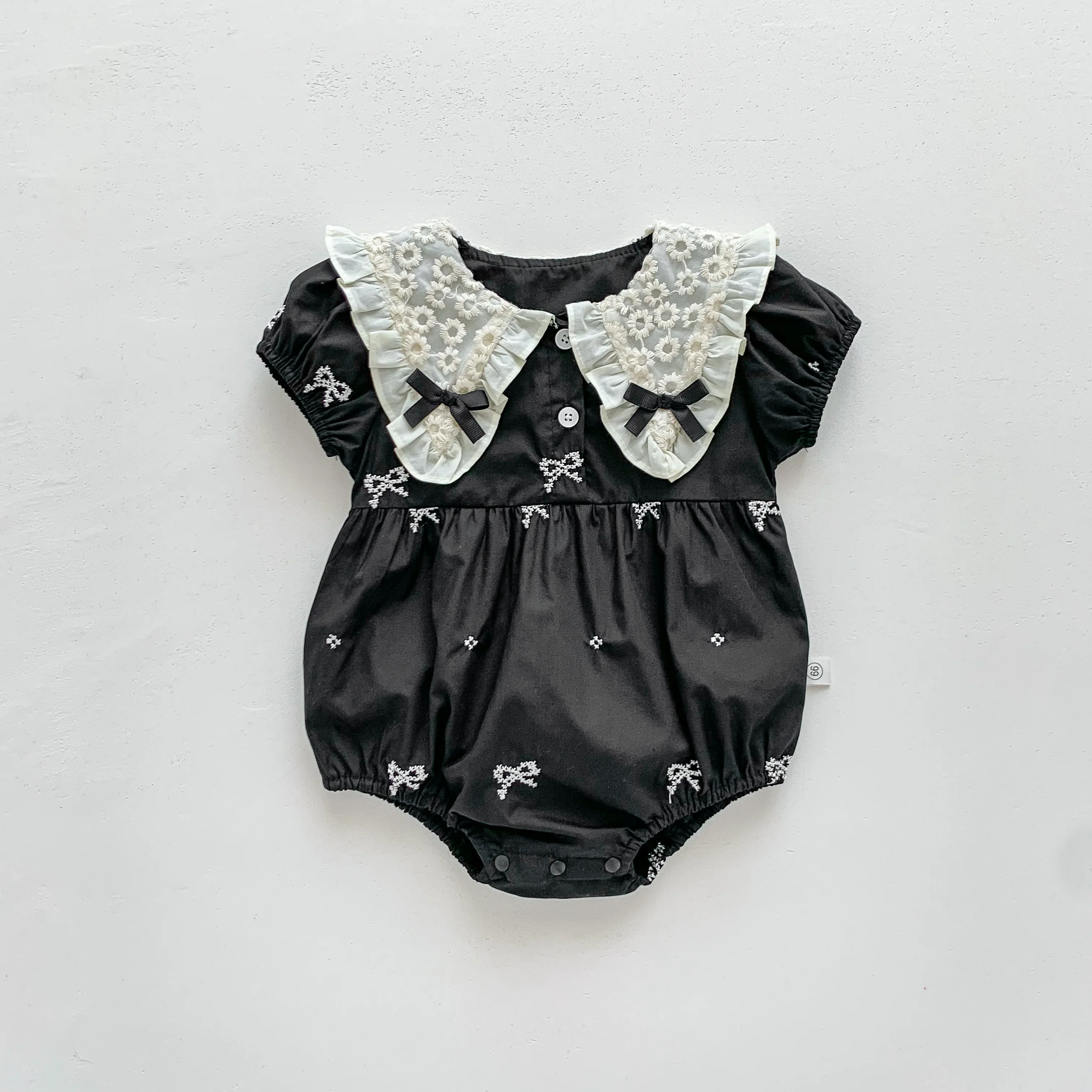 Summer Baby Girl Elegant Bow Princess Short sleeved Triangle Sweetheart