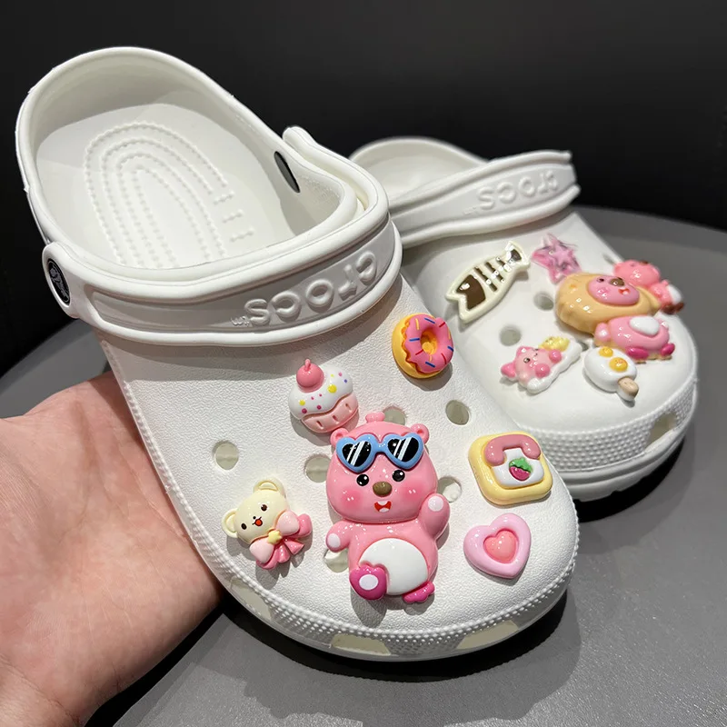 12pcs New Loopy Shoes Accessories Kawaii Cartoon Hole Shoes Buckle Diy Decoration Removable Girl Gifts