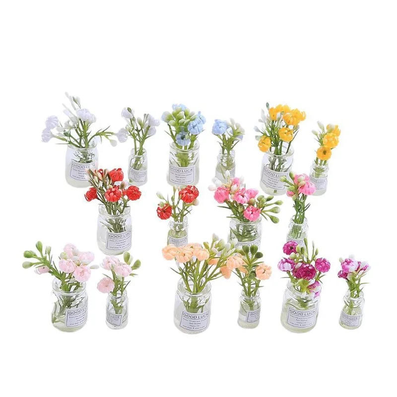 Mini Romantic Flower Car Ornament Simulated Plastic Flower Green Leaves Dashboard Interior Decoration Accessories