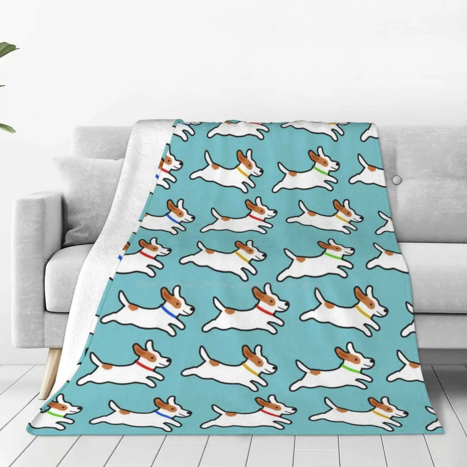 Cute Jack Russell Terrier Running Dog Creative Design Light Thin Soft Flannel Blanket Pets Animals Cute Canine Puppy Pet Dog