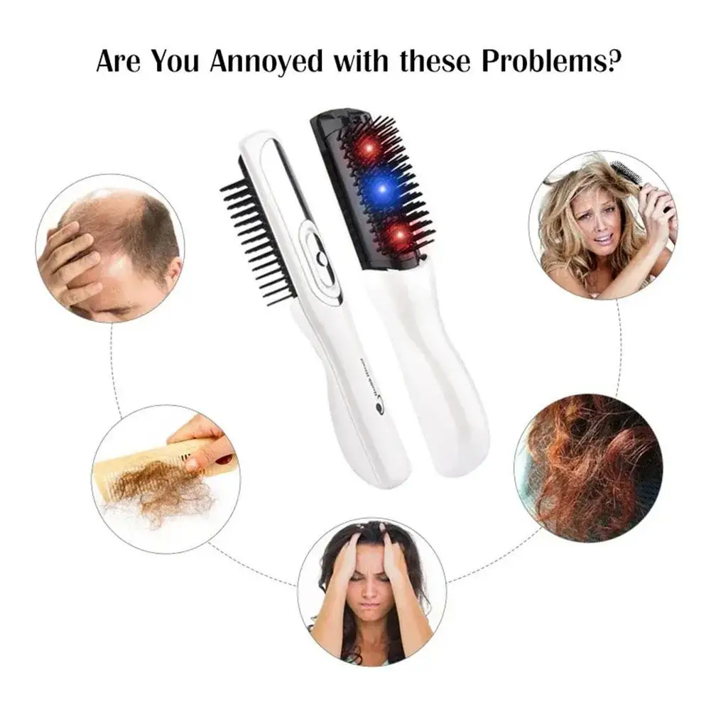 Hair Comb Electric Multi-functional Head Massage Comb Meridian Comb Decompression Health Dry Vibrates Sleep Head Battery Ca E6X0