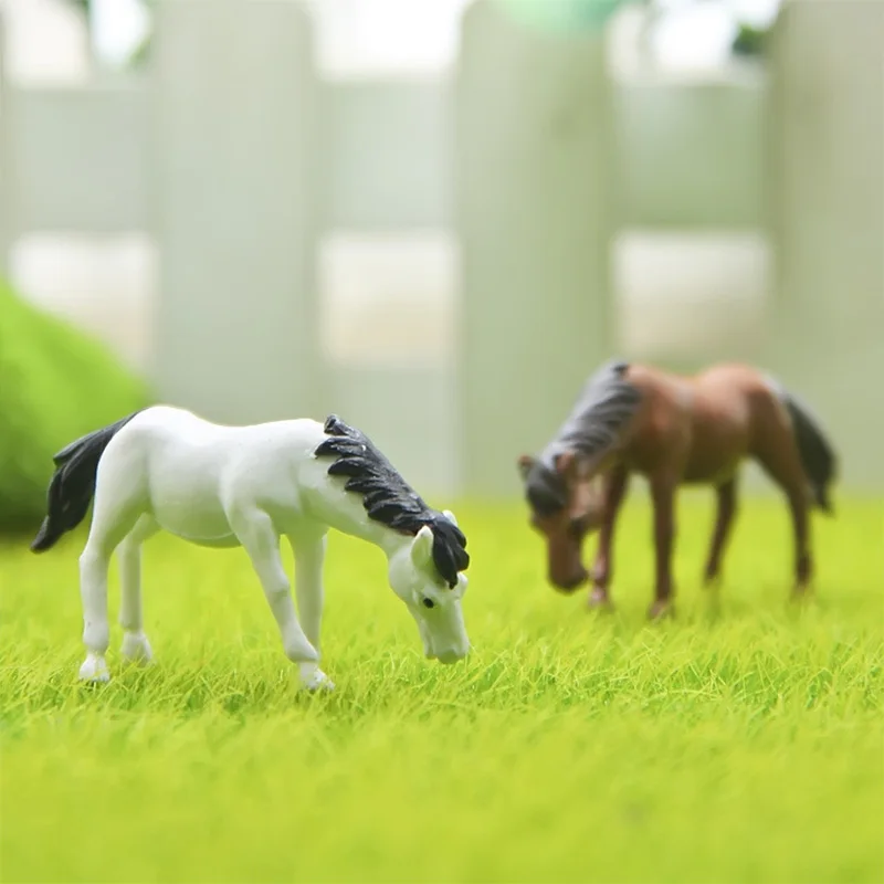 Cartoon Horse Model Mini Figures Collection Home Decoration Fairy Garden Miniatures Resin Small Ornaments for Kids Toys Gifts