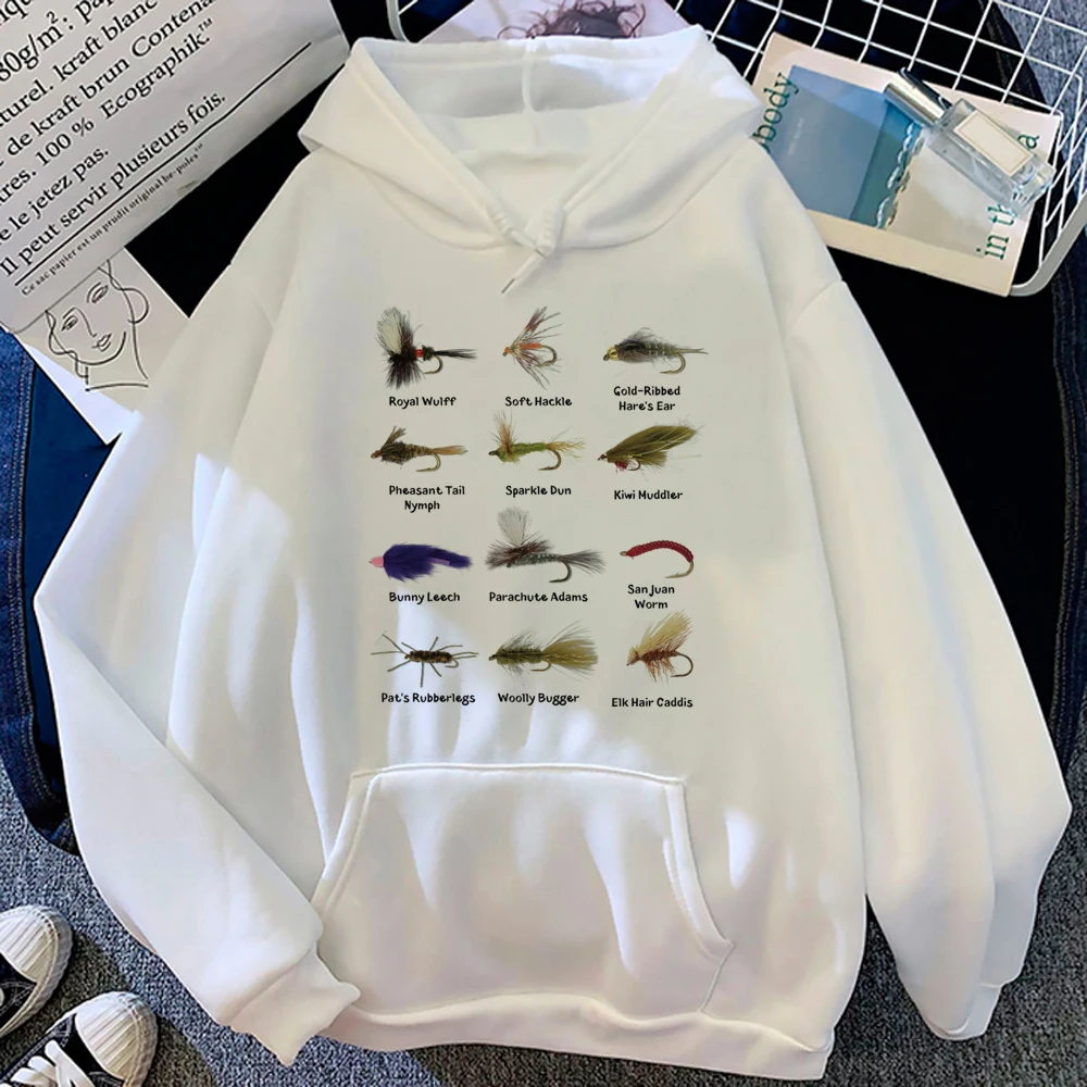 Fishing hoodies women japanese streetwear graphic y2k aesthetic clothes women Korean style clothing