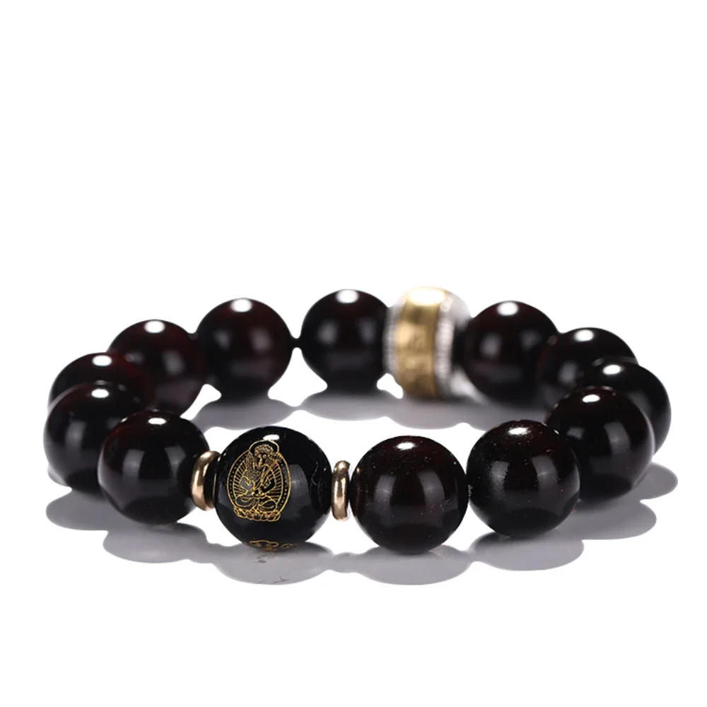 India's Old Material Fidelity Pterocarpus Santalinus Bracelet Men's Birth Year Zodiac Lucky Buddha Beads Bracelet Women