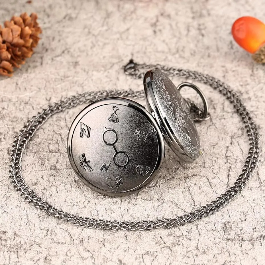 Vintage Style Bronze Accessories Clock Pendant Glitter Glasses Necklace Pocket Watch Kids Men Role Play Gift