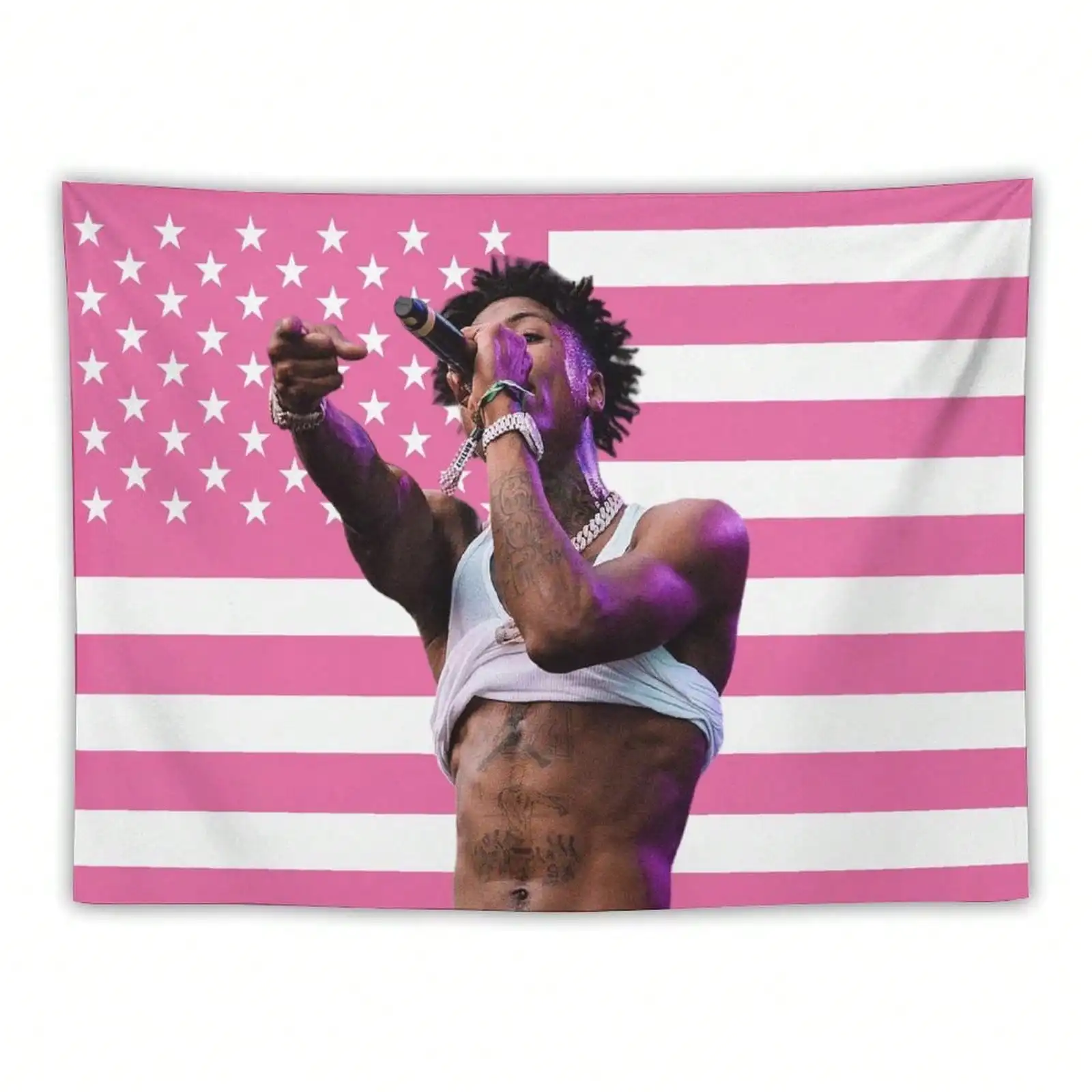 

2025 Rapper Celebrity Tapestry Young Boy Music Art Poster Flag For Room Aesthetic Living Room Home Office Bedroom Party Tapestry