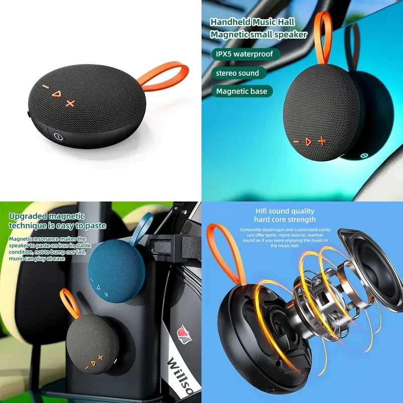 for  6W Portable Magnetic Bluetooth Speaker Wireless Stereo with 600mAh Waterproof IPX6