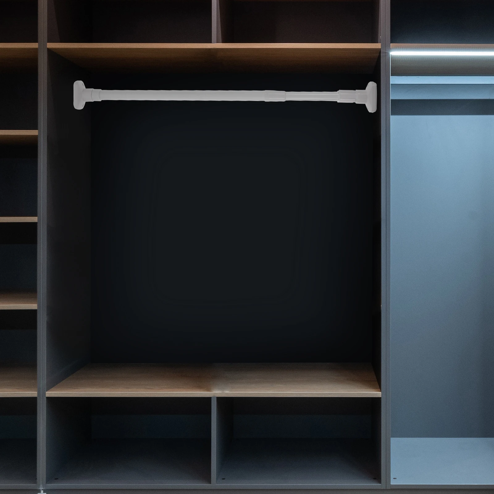 

Flexible Curtain Rod Adjustable Length Stainless Steel Fit for Shower Wardrobe Laundry Hole Free Easy Mount Stainless Steel Pole