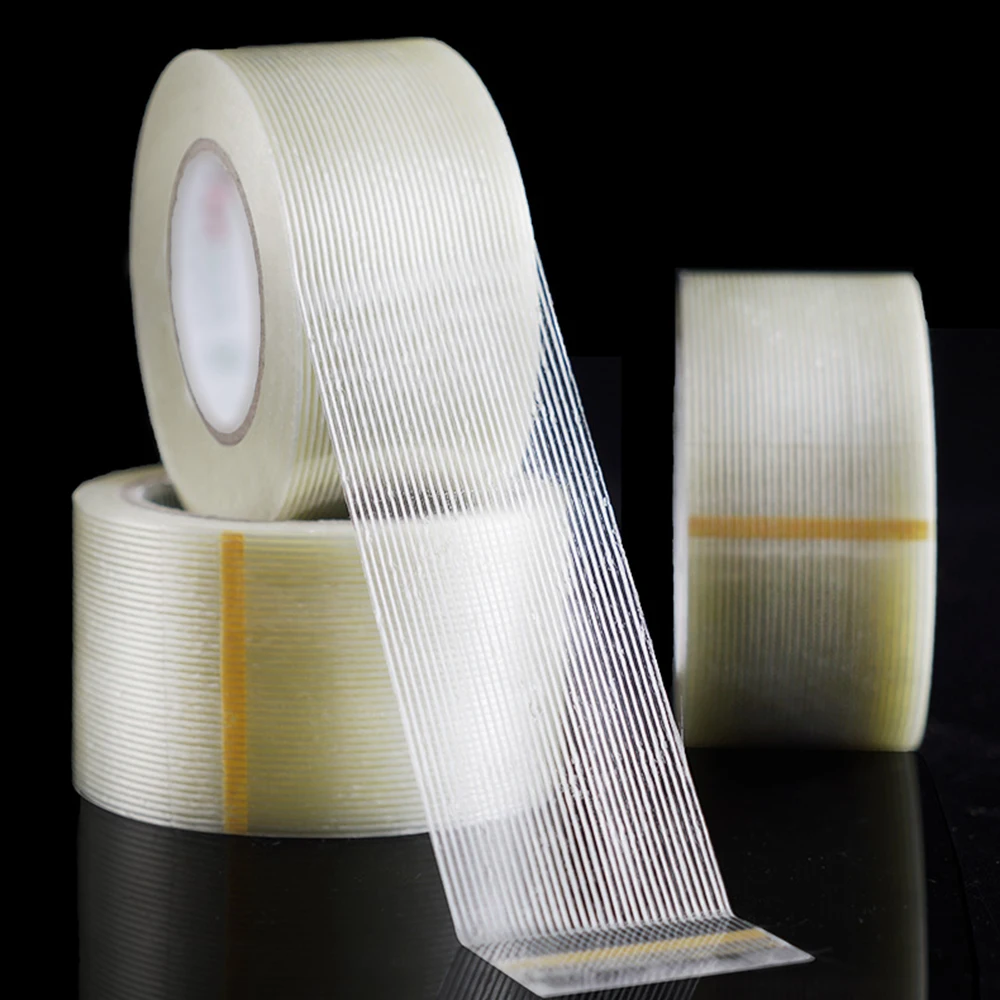 

25M Strong Glass Fiber tape Transparent Striped Single Side Adhesive Tape Industrial Strapping Packaging Fixed Seal 10mm-50mm