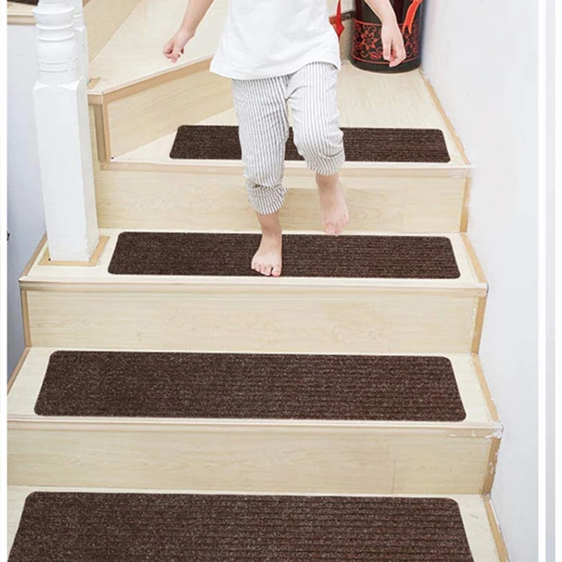 Stair Tread Carpet Mats Self Adhesive Non-Slip Stair Mat Reusable Stair Treads Indoor Wooden Steps Protect Cover Pads Home Decor