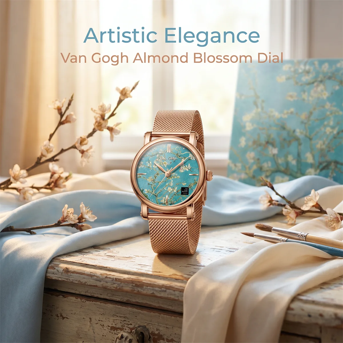 VAN GOGH Womens Watch, Waterproof Stainless Steel Mesh Strap, Sport Quartz Ladies Wristwatch