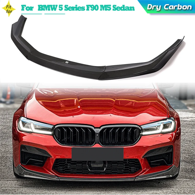 

Car Front Bumper Lip Chin Spoiler For BMW 5 Series F90 M5 Sedan LCI 2020 2021 Front Lip Spoiler Splitters Apron Dry Carbon