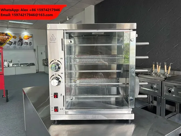 Portable Automatic Rotisserie Oven Meat Barbecue Kebab Machine Gas Rotary Pig Duck Chicken Fish Roaster For Corn Fruit Milk