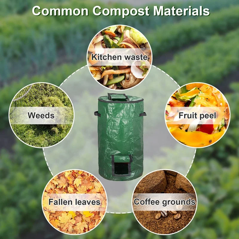 1 Pcs Composter Outdoor Compost Bin Bag Fermentation Sealable Compost Bucket Garden Leaf Waste Compost Bag