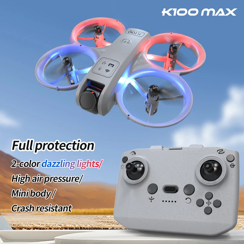 

K100 Drone Starter Kit with Protective Guard, One Key Start/Land, Altitude Hold, Outdoor Flight Training, Gift for Children