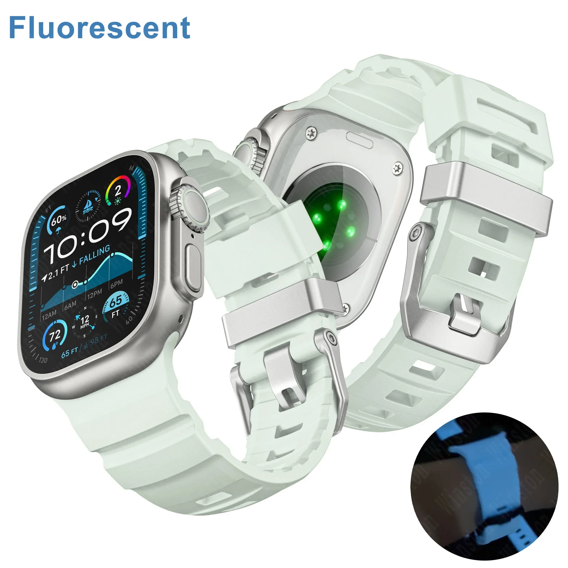 Fluoreszenz-Silikonarmband für Apple Watch Ultra 2 49 mm Serie 10 46 mm 9 8 7 45 mm Sportarmband Armband Iwatch 6 SE 5 4 44 mm 42 mm