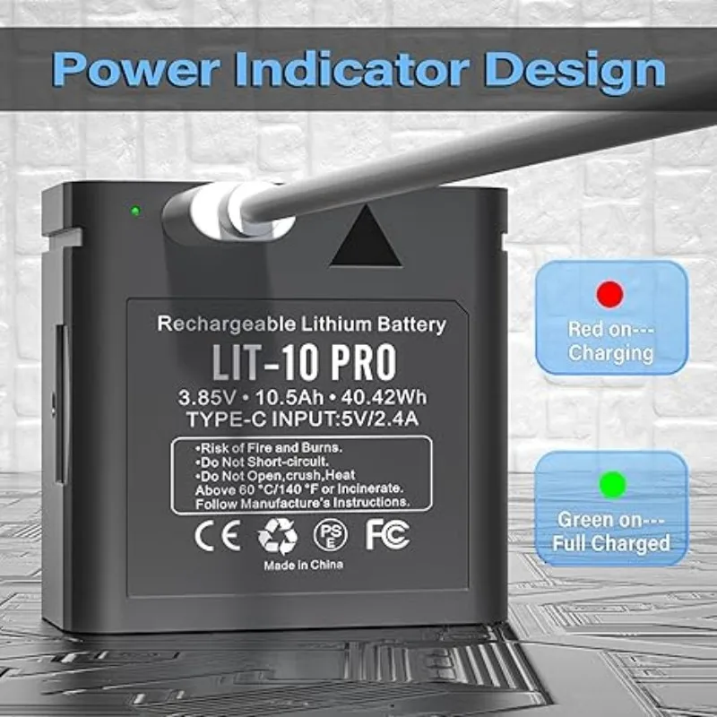 LIT 10-Pro 10500mAh/40.42Wh 10.5 Ah 3.8V rechargeable lithium battery fan with lithium battery