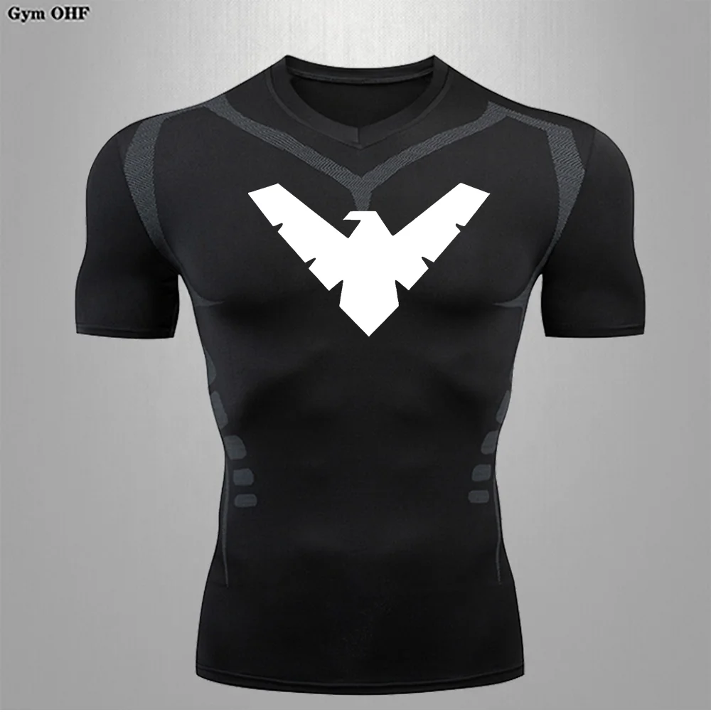 Nightwing Running Shirt Tops Clothing Men Gym Sport Tshirt Quick Dry Compression Swearshirt Gym Fitness Breathable Sportswear